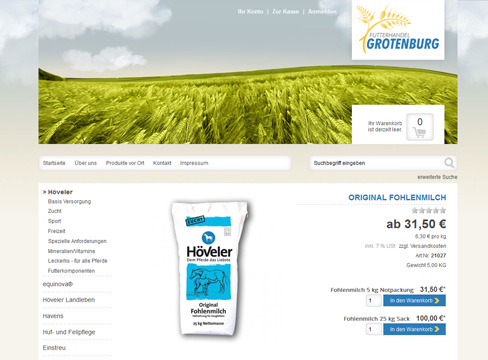 Futterhandel Grotenburg - Webdesign Onlineshop Futterhandel Grotenburg - Webdesign Onlineshop